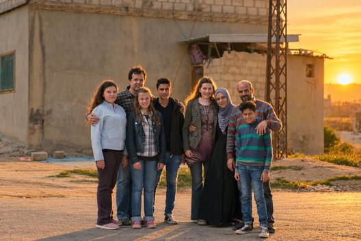 A refugee family served by Hannes and Mimi's ministry, at sunset